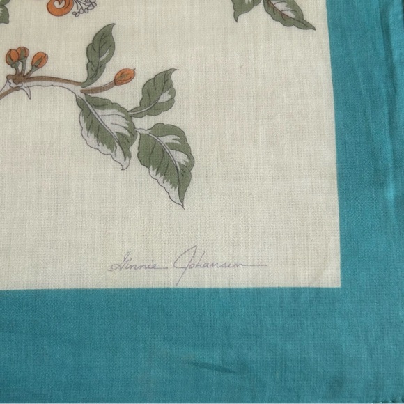 •Ginnie Johansen Vintage 87’Cotton Floral Butterfly Shawl Scarf Made In Japan - Picture 6 of 13